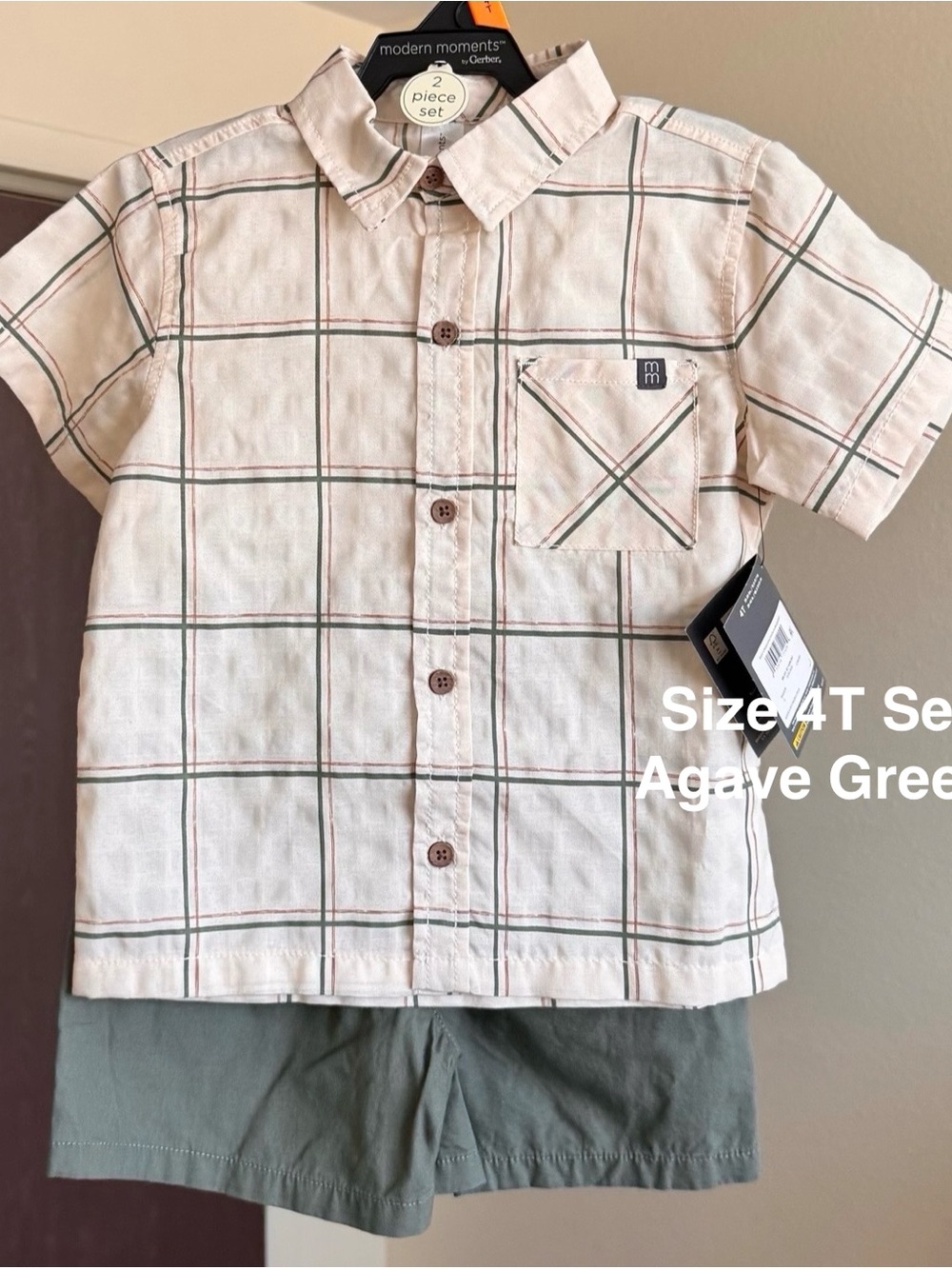 Modern Moments by Gerber Baby and Toddler Boy Button Front Shirt/Short Set,4T